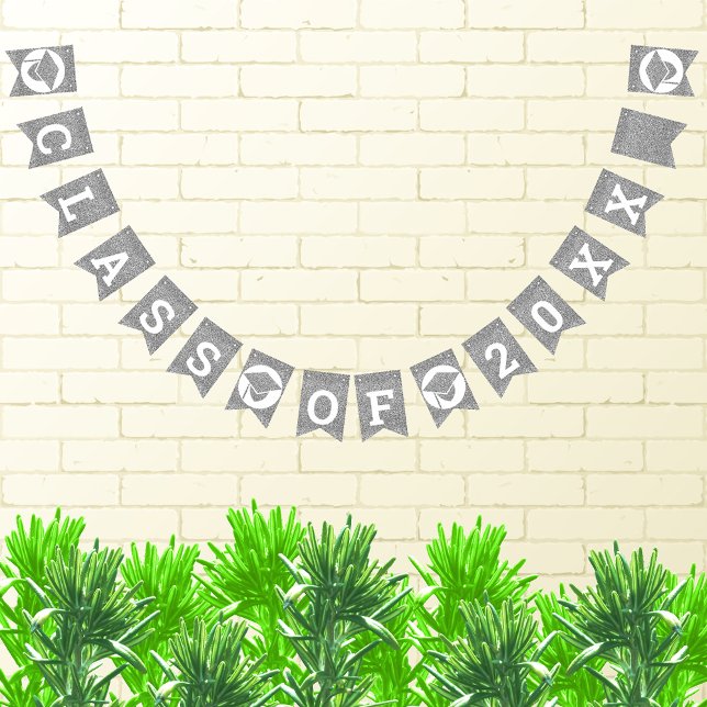 Graduation Glam Silver Create Your Class Of Bunting Flags (Creator Uploaded)