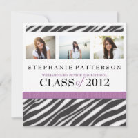 Graduation Glamour Girl Zebra Print with Purple
