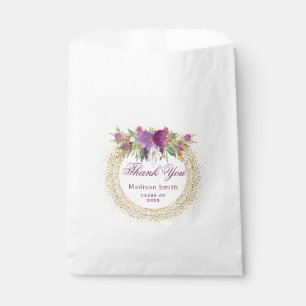 Graduation Glitter Watercolor Flower Gold Confetti Favour Bag