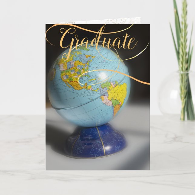 Graduation Globe Congratulations Card (Front)
