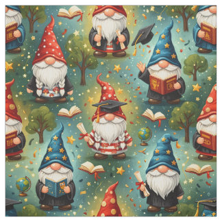Graduation Gnome Pattern Fabric