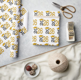 Graduation Gold and Black for 2026 Wrapping Paper