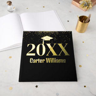 Graduation Gold and Black Guest Book