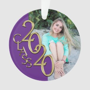 Graduation Gold and Purple 2020 Photo Ornament