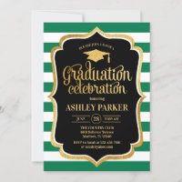 Graduation - Gold Black Green White Stripes