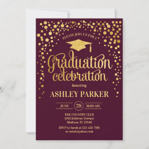 Graduation - Gold Burgundy Invitation