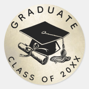 Graduation Gold Cap Diploma Class of 2023 Classic Round Sticker