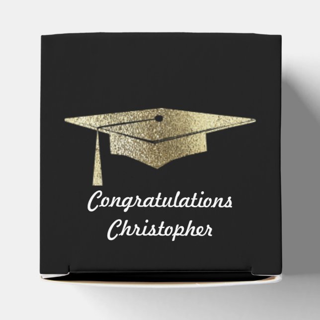 Graduation Gold Cap Grad Party Guest Favor Box (Top)