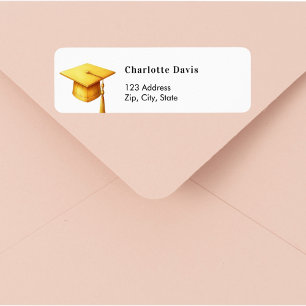 Graduation gold cap return address 