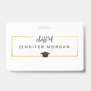 Graduation Gold Faux Foil Elegant  Badge