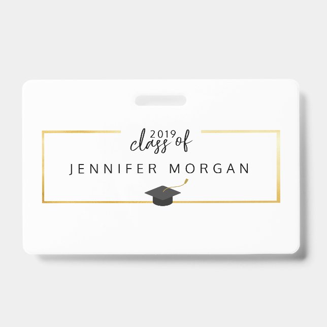 Graduation Gold Faux Foil Elegant  Badge (Front)