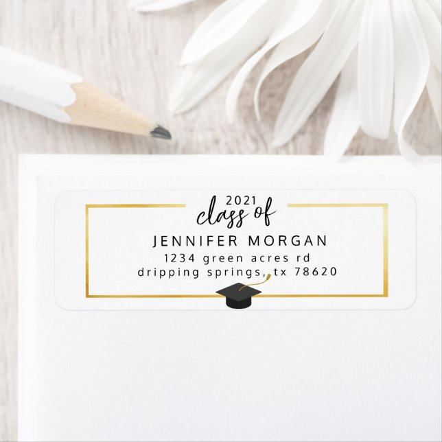 Graduation Gold Faux Foil Elegant Return Address (Insitu)