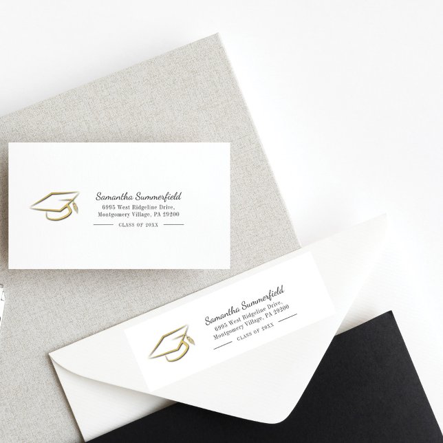 Graduation Gold Foil Cap Graduate Return Address (Creator Uploaded)