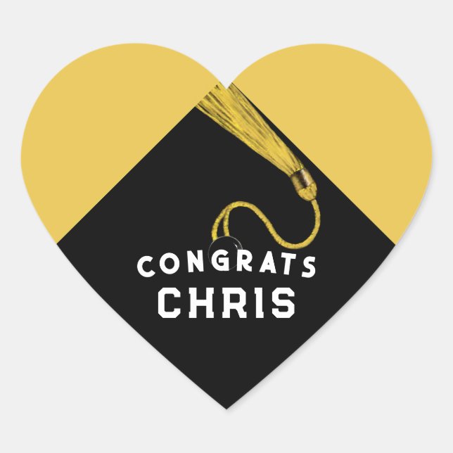 Graduation Gold Heart Sticker (Front)