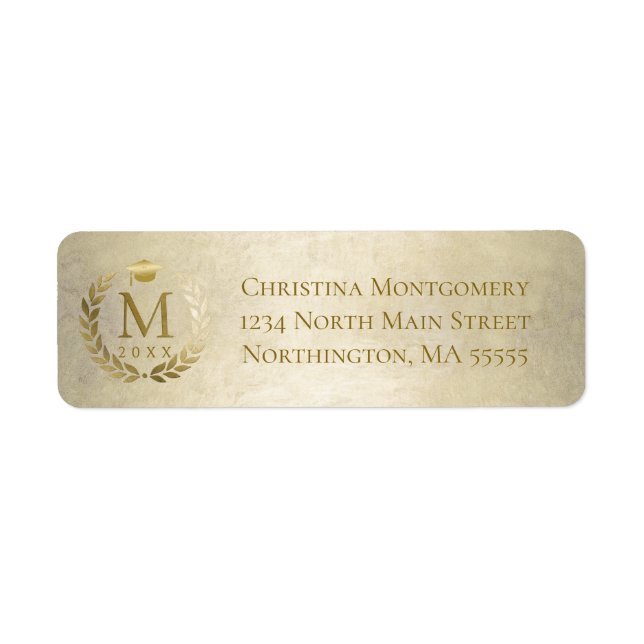 Graduation Gold Laurel Wreath Return Address (Front)