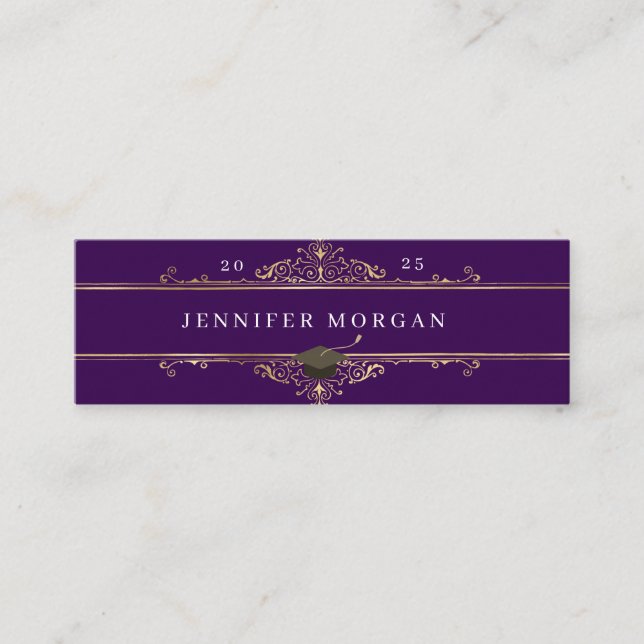 Graduation Gold ornament elegant name card (Front)