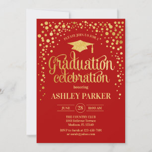 Graduation - Gold Red Invitation