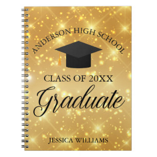 Graduation Gold Sparkle Elegant Personalized 2025 Notebook
