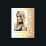 Graduation Gold Stylish Script Modern Photo Canvas Print<br><div class="desc">Graduation Gold Stylish Script Modern Photo Graduation Canvas Print features a gold shimmer background with your custom photo. Personalize by adding your name, school, college or university and class year by editing the text in the text boxes provided. Designed for you by ©Evco Studio www.zazzle.com/store/evcostudio</div>