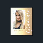 Graduation Gold Stylish Script Modern Photo Canvas Print<br><div class="desc">Graduation Gold Stylish Script Modern Photo Graduation Canvas Print features a gold shimmer background with your custom photo. Personalize by adding your name,  school,  college or university and class year by editing the text in the text boxes provided. Designed for you by ©Evco Studio www.zazzle.com/store/evcostudio</div>