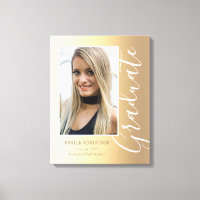 Graduation Gold Stylish Script Modern Photo