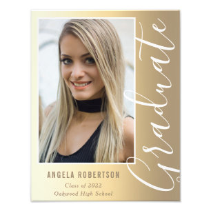 Graduation Gold Stylish Script Modern Photo Print