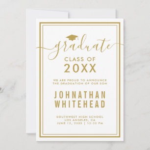Graduation Gold White Announcement