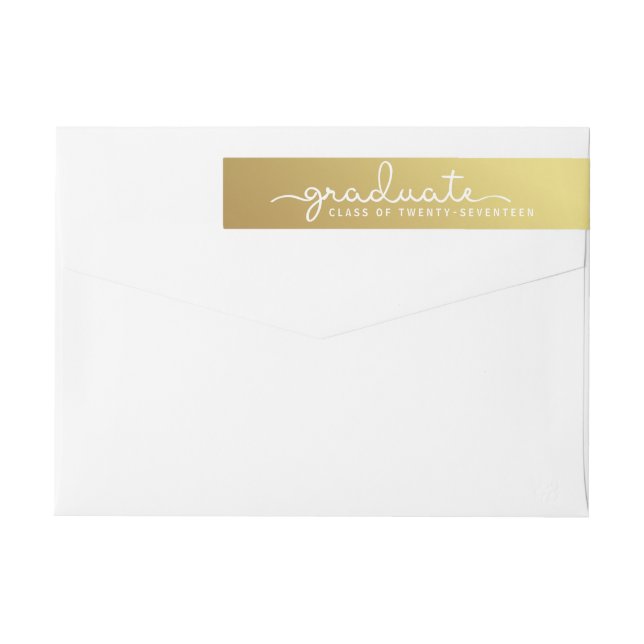 Graduation Gold | White Hand Lettered Script Wrap Around Label (Back)