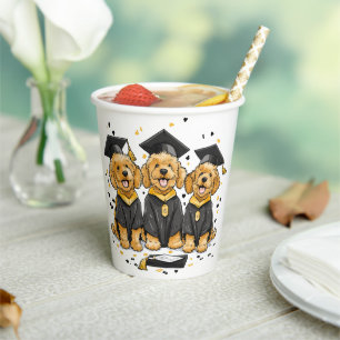Graduation Goldendoodle Dogs Paper Cups