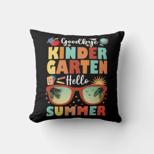 Graduation Goodbye Kindergarten Hello Summer Throw Pillow