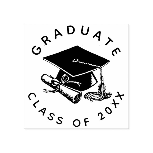 Graduation Grad Cap Diploma Class of 2023 Rubber Stamp (Imprint)
