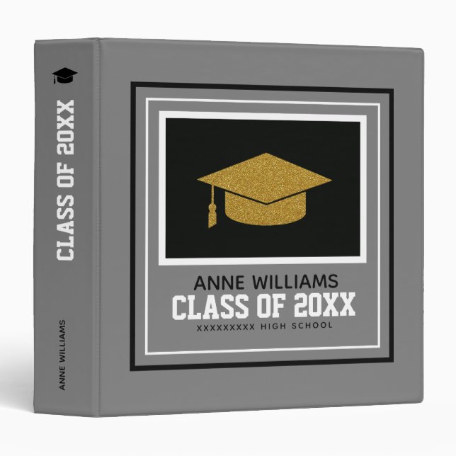 Graduation Grad High School grey Binder (Front/Spine)