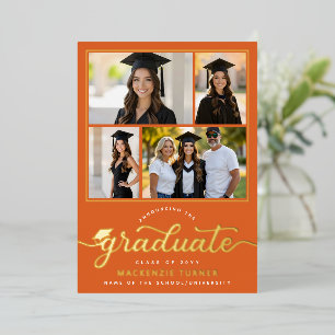 Graduation Grad Photo Collage Foil Announcement