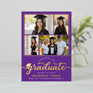 Graduation Grad Photo Collage Foil Announcement