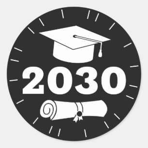 Graduation Grad Year Cap Diploma Classic Black Round Sticker