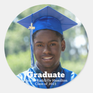 Graduation graduate personalized photo modern classic round sticker