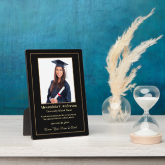 Graduation Graduate Photo Gold Black Personalize Plaque