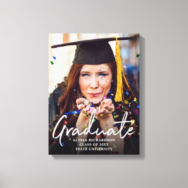 Graduation Graduate Photo Typography V2 Canvas Print (Front)