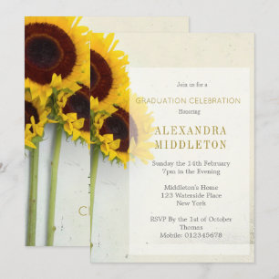 Graduation Graduate Sunflower Rustic Invitation