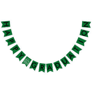 Graduation Green Black School Bunting Bannière
