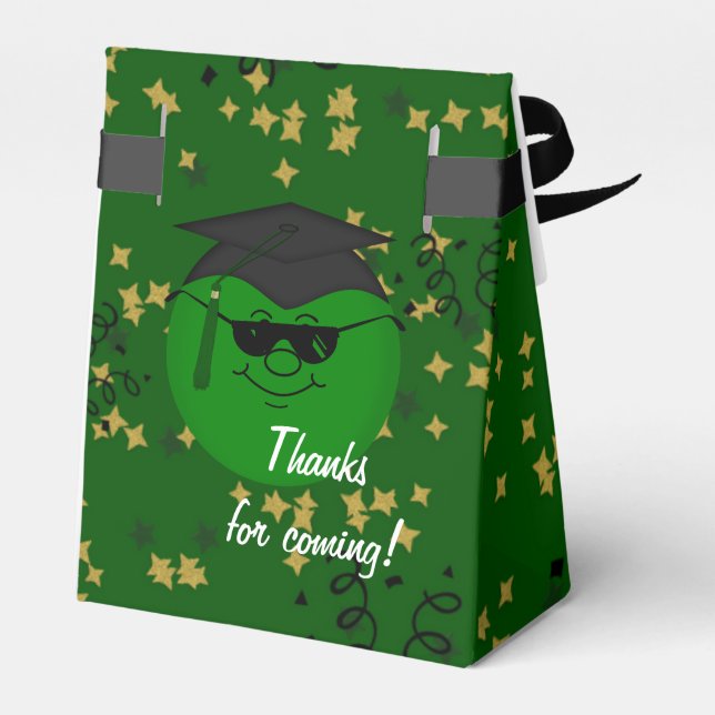 Graduation Green Confetti-Tent Favour Box (Back Side)