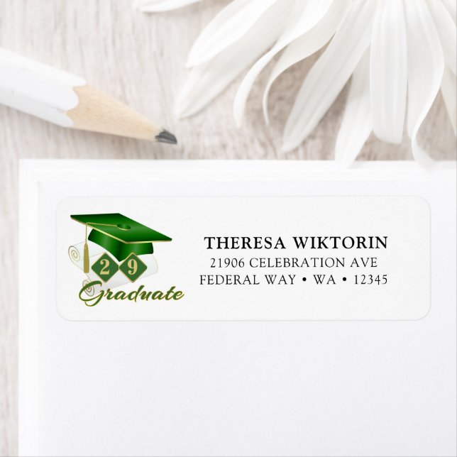 Graduation Green Gold Classic Return Address  (Insitu)