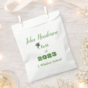 Graduation Green & White Class of 2023 Favour Bag