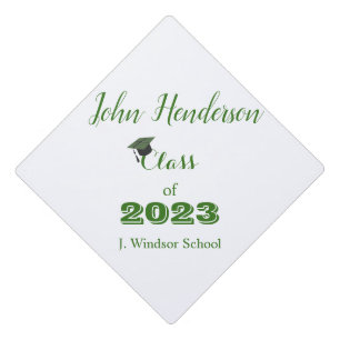Graduation Green & White Class of 2023  Graduation Cap Topper
