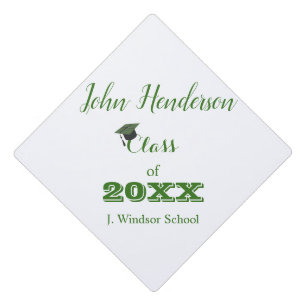 Graduation Green & White Class of 2024 Graduation Cap Topper