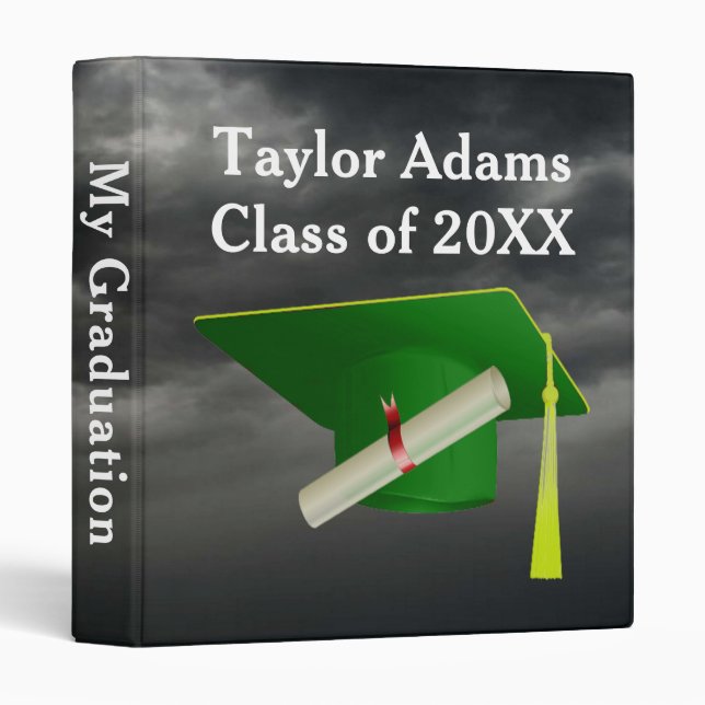 Graduation Group Class of 20XX Green Cap Binder (Front/Spine)