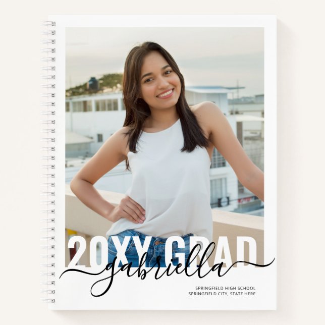 Graduation Guest Book Modern Minimal White (Front)