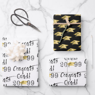 Graduation Hand Lettered CONGRATS GRAD Wrapping Paper Sheet