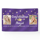 Graduation Hand Lettered Photo Purple Gold Stars 