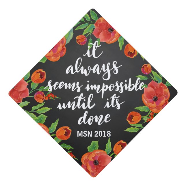 Graduation Handwritten | Seems Impossible Script Cap Topper (Front)